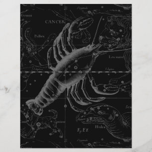 Cancer stjärnbild Hevelius 1690 på svart