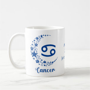 Cancer Stjärntecken Astrologi Födelsedag Blå Vit Kaffemugg