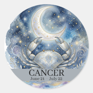 Cancer Stjärntecken Celestial Krabba och Måne Runt Klistermärke