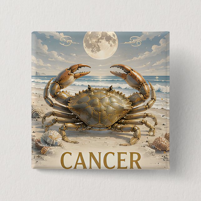 Cancer Stjärntecken Födelsedags Astrologi Present Knapp (Framsida)