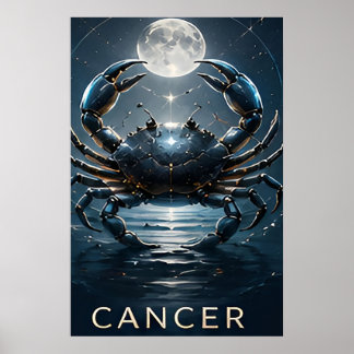 Cancer Stjärntecken Kräfta Celestial Astrologi Sym Poster