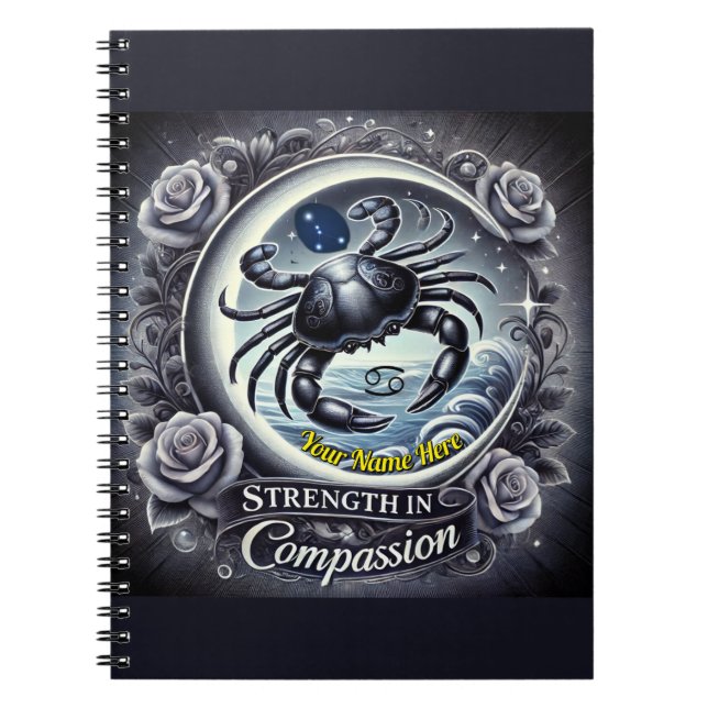 Cancer "Strength in Compassion" Spiral bärbar dato Anteckningsbok (Framsidan)