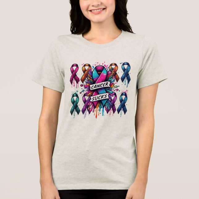 Cancer Sucks i Färg T Shirt (Framsida)
