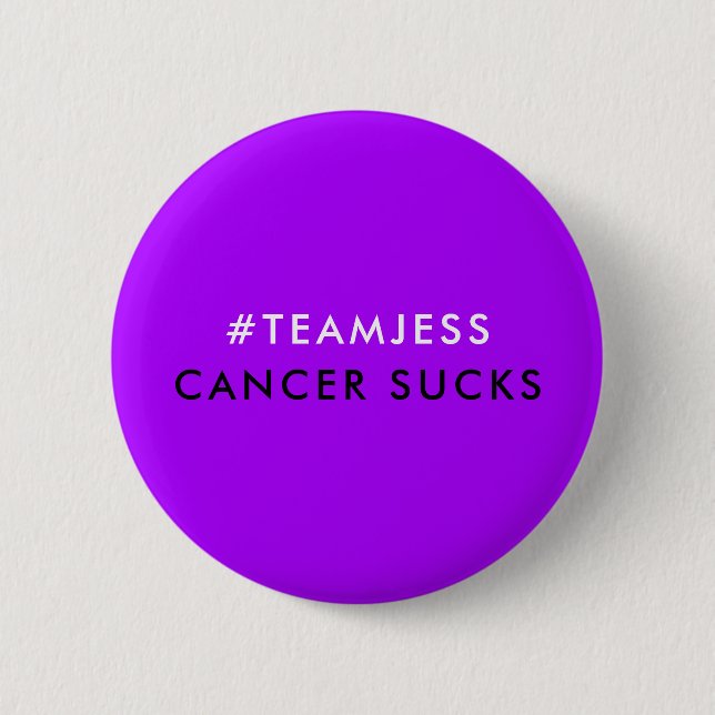 Cancer Sucks | Team Namn Hashtag Trendig Lila Knapp (Framsida)