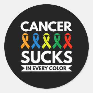 Cancer suger i alla färger runt klistermärke