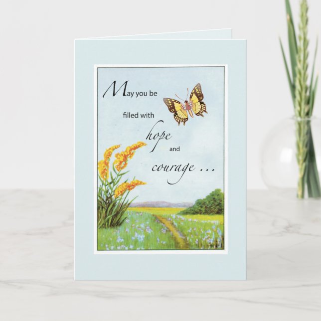 Cancer Support Get Well Butterfly and Countryside Kort (Framsida)