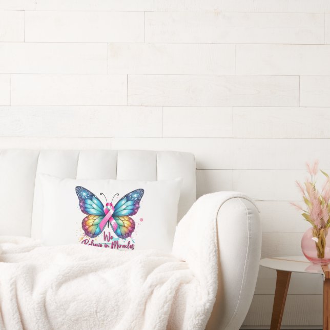Cancer Support Gift, Fight Cancer, Butterfly Lumbarkudde (Soffa)