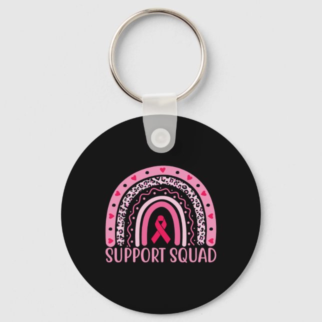 Cancer Support Squad Warrior Bröstcancer Medvetenh Nyckelring (Framsida)