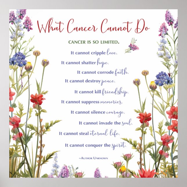 Cancer Support Uppmuntra Wildblommor Typograf Poster (Framsidan)