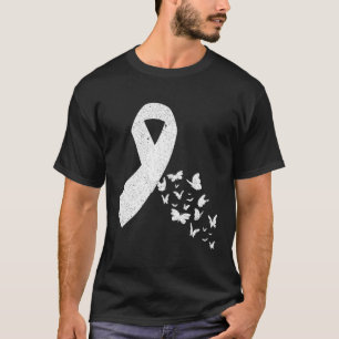 Cancer Survivor Butterfly White Ribbon Lung Cancer T Shirt