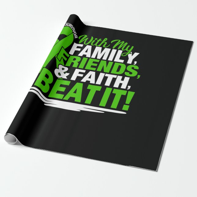 Cancer Survivor Faith Friends Family Grönt och Whi Presentpapper (Utrullad)