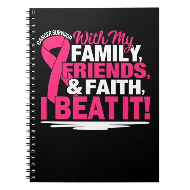 Cancer Survivor Faith Friends Family Rosa and Whit Anteckningsbok (Framsidan)