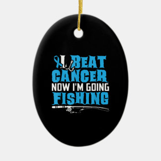 Cancer Survivor Fishing Gift Tee I Beat Cancer Julgransprydnad Keramik