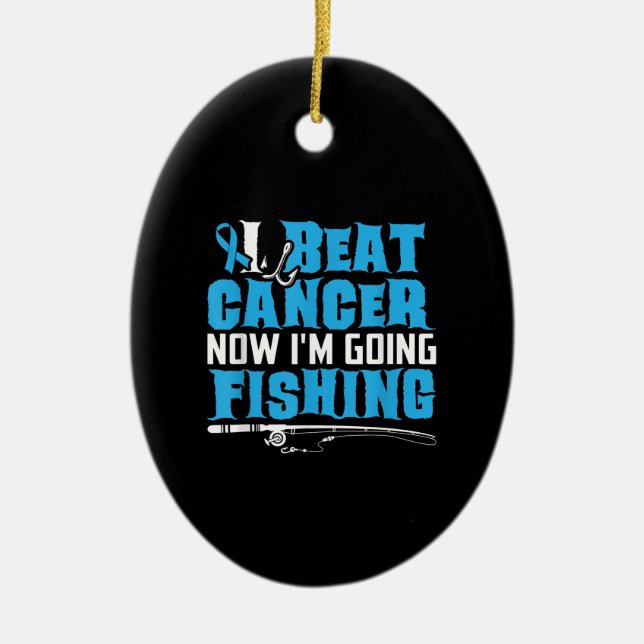 Cancer Survivor Fishing Gift Tee I Beat Cancer Julgransprydnad Keramik (Framsidan)