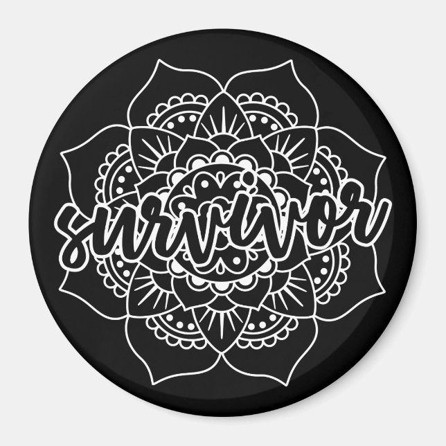 Cancer Survivor Mandala in White Magnet (Framsidan)