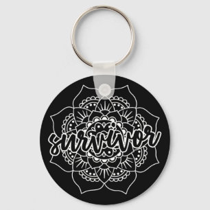 Cancer Survivor Mandala in White Nyckelring