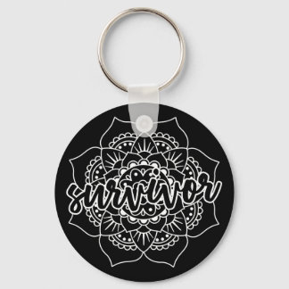 Cancer Survivor Mandala in White Nyckelring