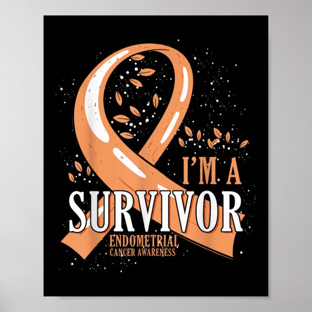 Cancer Survivor Peach Ribbon Endometrial Cancer Aw Poster (Framsidan)