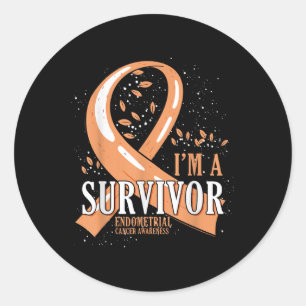 Cancer Survivor Peach Ribbon Endometrial Cancer Aw Runt Klistermärke