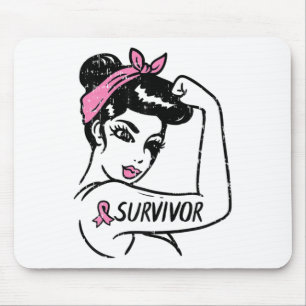 Cancer Survivor Rosie Riveter Rosa Awareness Kvinn Musmatta