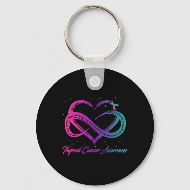 Cancer Survivor Support Thyroid Cancer Warrior Nyckelring (Framsida)