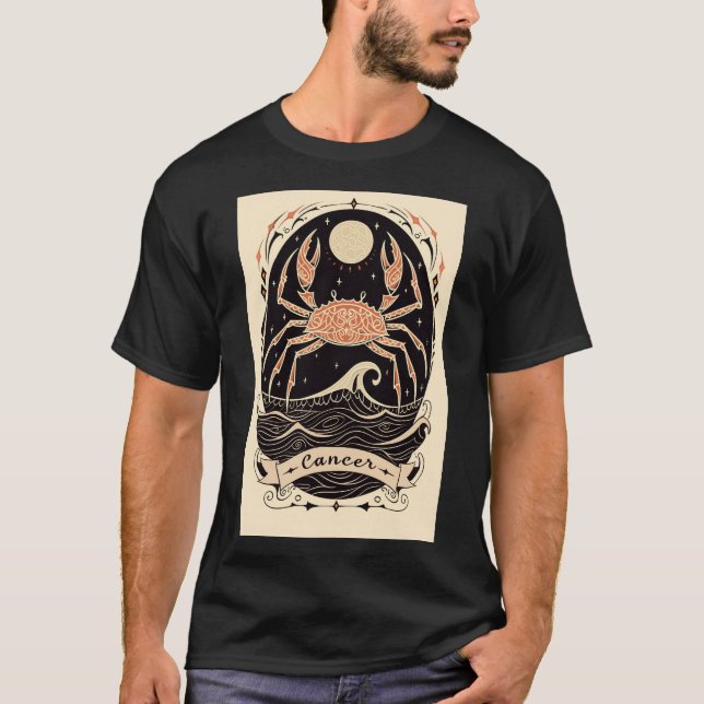 Cancer - T-Shirt Celestial Zodiac Art (Framsida)