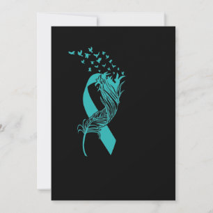 Cancer Teal Ribbon Feather Birds Spara Datumet