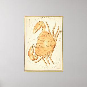 Cancer the Crab - Vintage Sign of the Zodiac Image Canvastryck