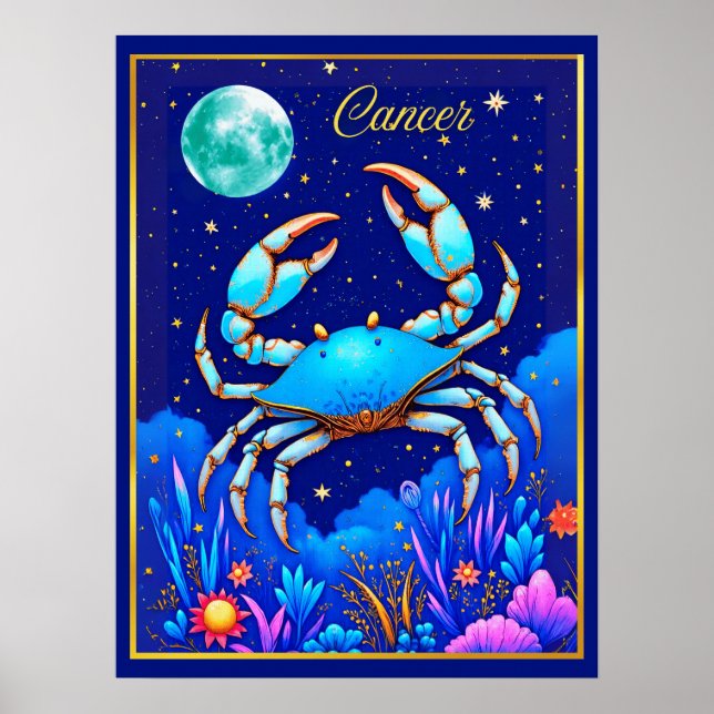 Cancer the Crab Zodiac Sign Poster (Framsidan)