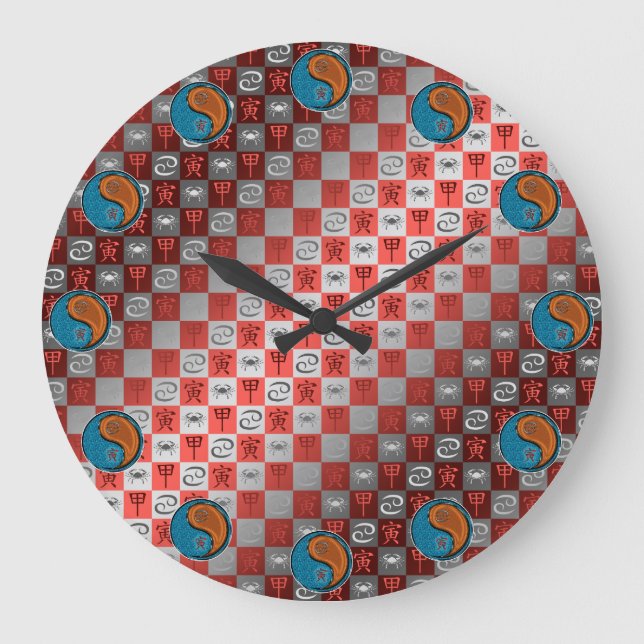 Cancer & Trä Tiger Stor Klocka (Framsida)