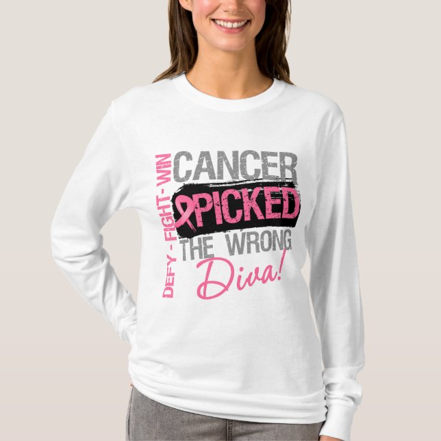 Cancer valde den fla divaen - bröstcancer t shirt (Framsida)
