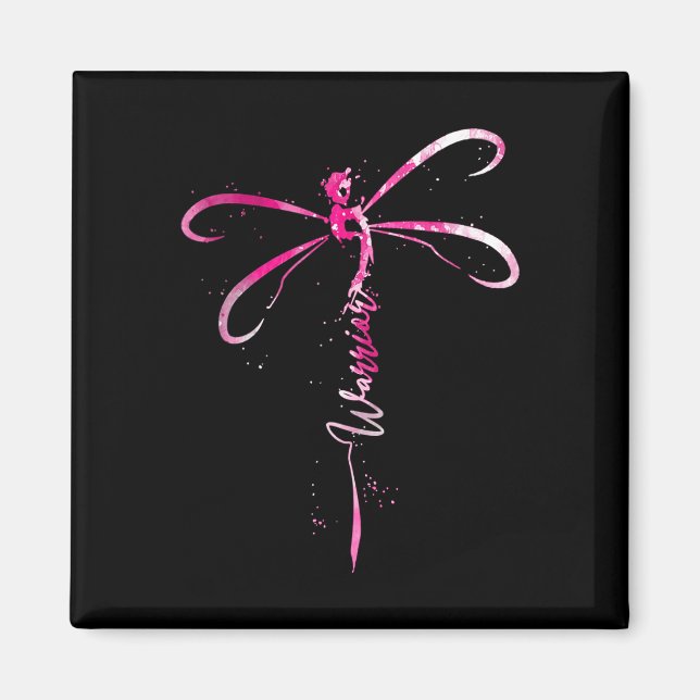 Cancer Warrior Breast Cancer Awareness Dragonfly Magnet (Framsidan)