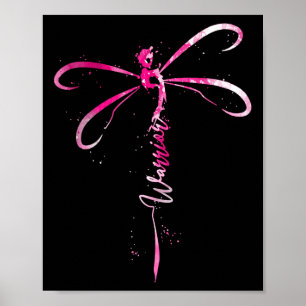 Cancer Warrior Breast Cancer Awareness Dragonfly Poster
