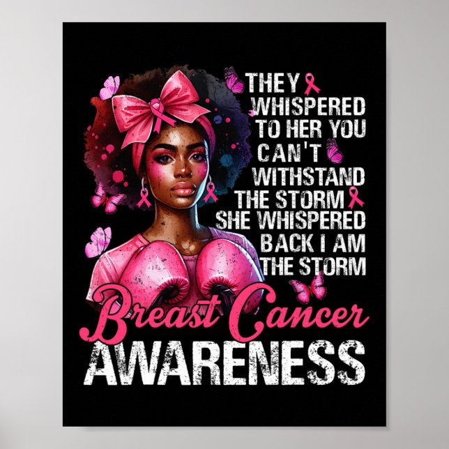 Cancer Warrior jag är Storm Strong Women Rosa Rib Poster (Framsidan)