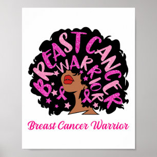 Cancer Warrior Queen Black Woman Rosa Ribbon Octob Poster