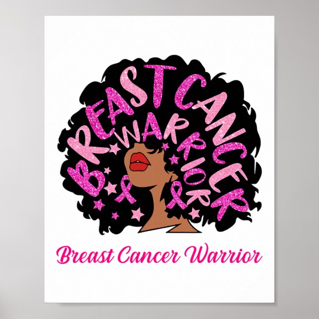 Cancer Warrior Queen Black Woman Rosa Ribbon Octob Poster (Framsidan)