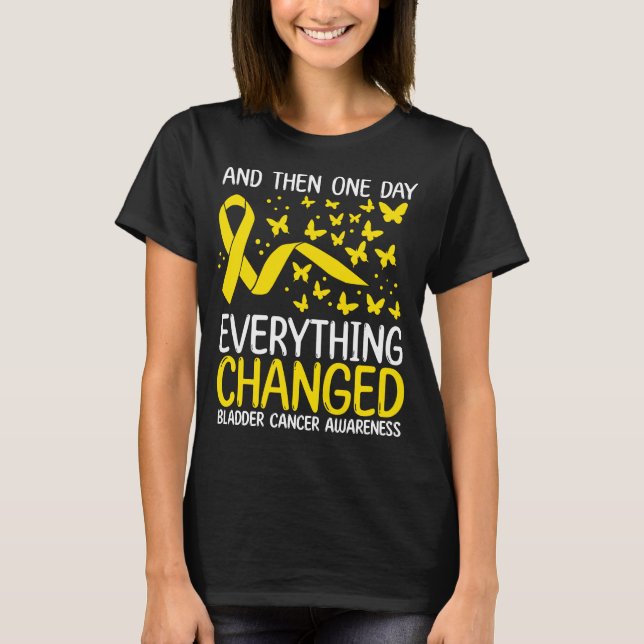 Cancer Warrior Ribbon Bladder Cancer Awareness T Shirt (Framsida)