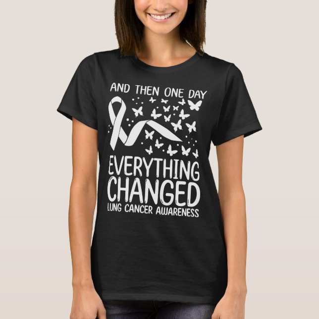 Cancer Warrior Ribbon Fight Lung Cancer Awareness T Shirt (Framsida)
