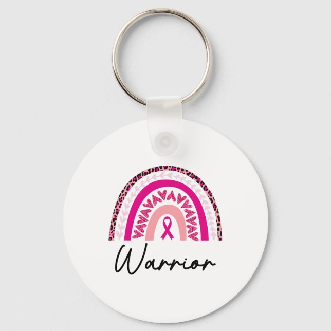 Cancer Warrior Rosa Breast Cancer Awareness Rainbo Nyckelring (Framsida)