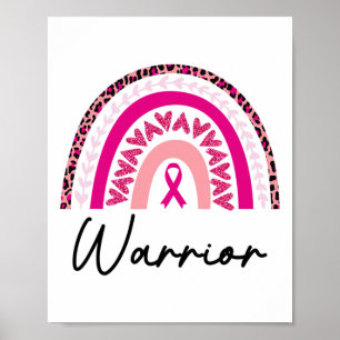 Cancer Warrior Rosa Breast Cancer Awareness Rainbo Poster