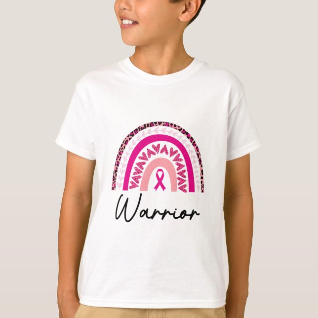 Cancer Warrior Rosa Breast Cancer Awareness Rainbo T Shirt (Framsida)