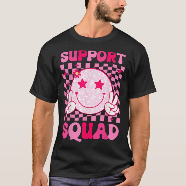 Cancer Warrior Support Squad Breast Cancer Awarene T Shirt (Framsida)