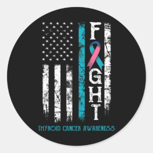 Cancer Warrior US Flagga Runt Klistermärke