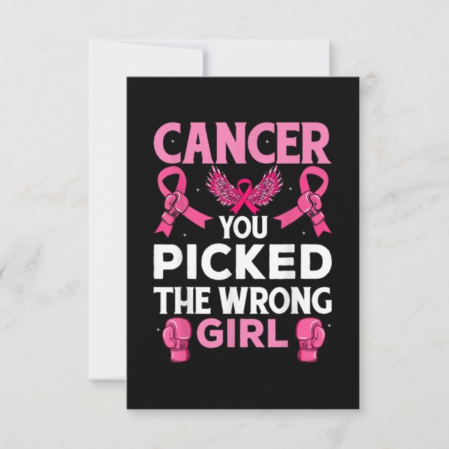 Cancer You Picked The Wrong Girl Boxing Gloves Awa Tack Kort (Framsida)