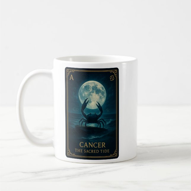 Cancer Zodiac Art – Moonlit Crab and Ocean Kaffemugg (Vänster)