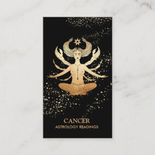 *~* CANCER Zodiac Astrology Läser Guld och svart Visitkort