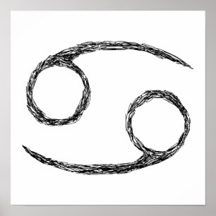 Cancer. Zodiac Astrology-tecken. Svart. Poster