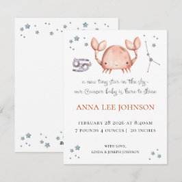 Cancer Zodiac Birth Announcement Julkort