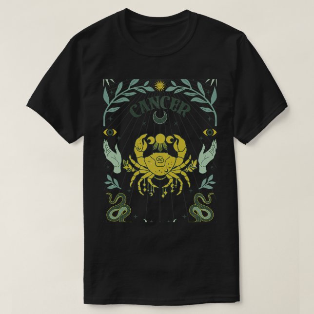 Cancer Zodiac Birthday Gift Horoscope Zodiac Astro T Shirt (Design framsida)