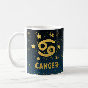 Cancer Zodiac Blue och Guld Astrology Mugg